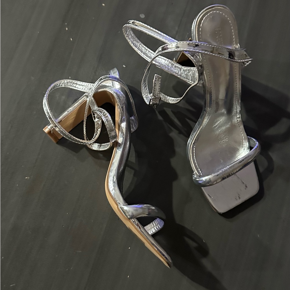 Elegant Silver Strappy Heels